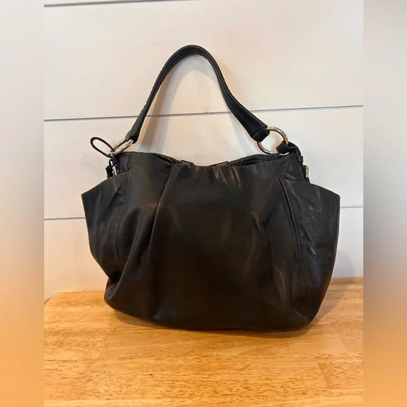 Authentic Prada black with silver accents leather Hobo bag with side pockets - Picture 2 of 16